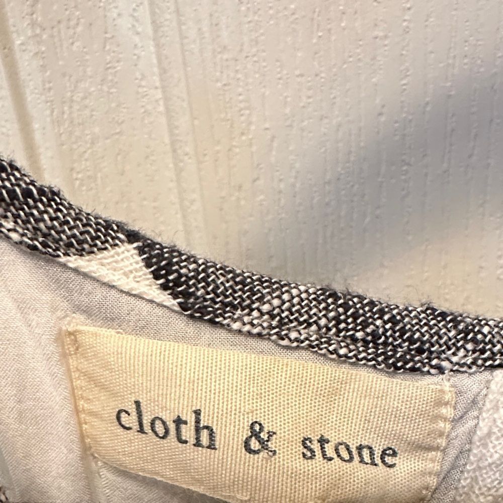Anthropologie Cloth & Stone Linen Blend Plaid Dress Fits like a S/M Tie back - Picture 2 of 5